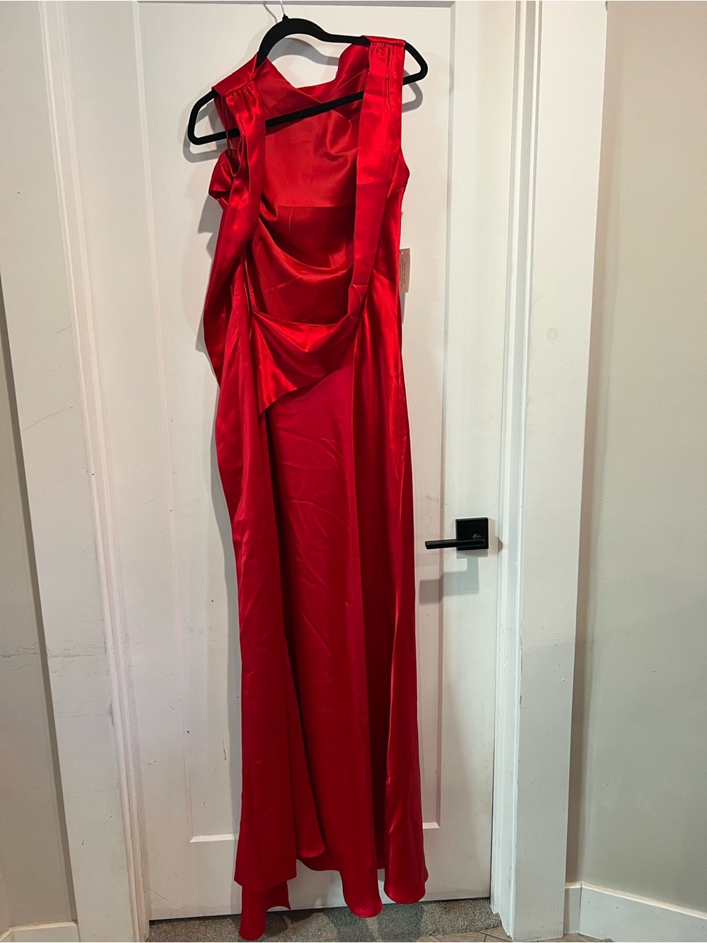 SAU LEE Callie Satin Gown Red Open Back Formal Maxi Dress US Size 12 - Picture 7 of 11